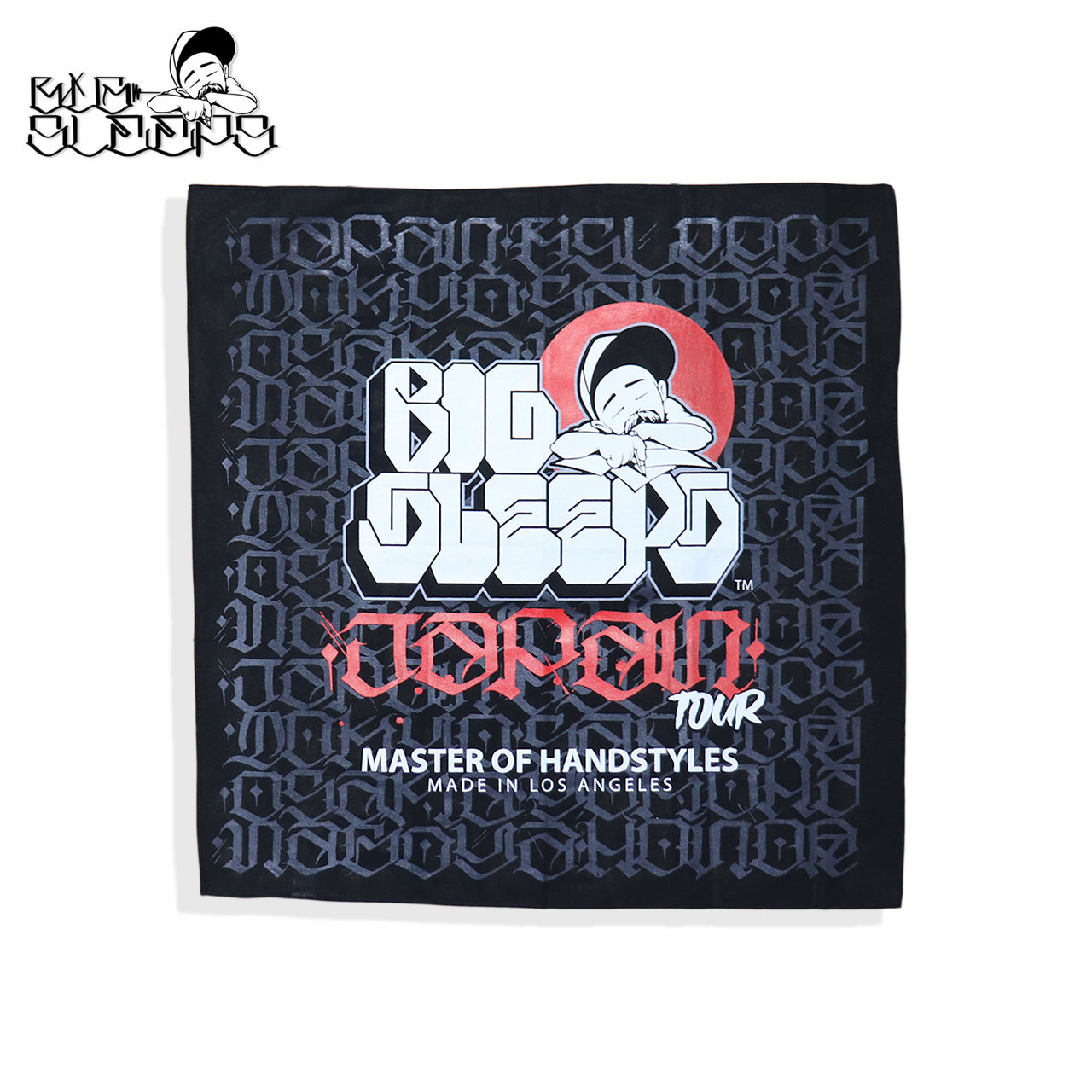 Big Sleeps ビッグスリープス JAPAN TOUR 2023 Bandana バンダナ 黒 メンズ タトゥー ストリート Tattoo グラフィティ ロゴ LA ロサンゼルス 綿100% Letters To Live By 【メール便 / 送料220…