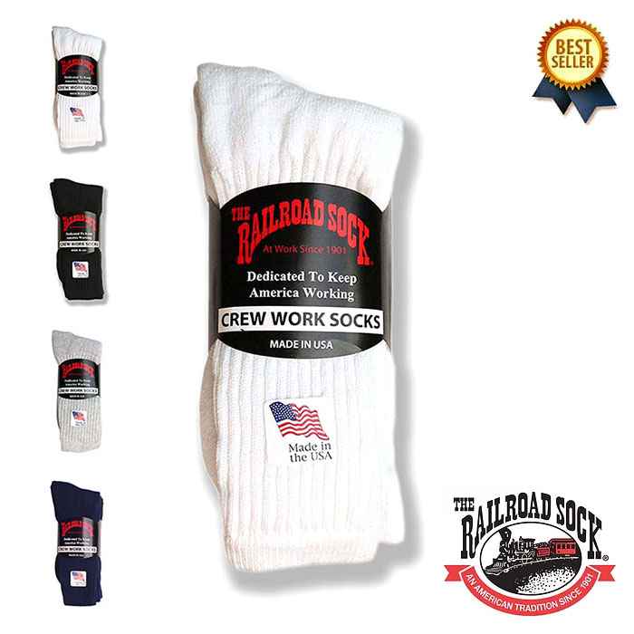 4/22(月) 在庫補充 / THE RAILROAD SOCK (レイルロードソック) 3 Pk Men 039 s Crew Sock レイルロードソックス CREW SOCKS USA ソックス 靴下 3足 3P 3足組 セット メンズ ブランド ストリート 無地 厚手 丈夫 ゆったり ゆるい 白 黒 紺色 24cm-30cm 【あす楽対応】