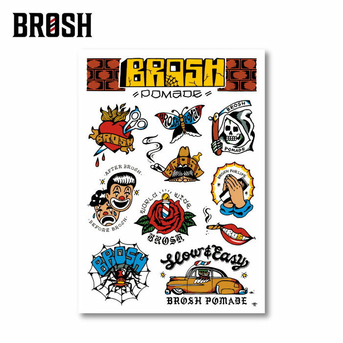 4/27(土) 在庫補充 / BROSH (ブロッシュ) NEW BROSH STICKERS SET ブロッシュポマード BROSH POMADE ステッカー 11枚セット 【メール便 / 送料220円】【あす楽対応】