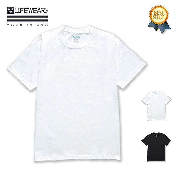 4/11(木) 在庫補充 / LIFEWEAR (ライフウェア) 7oz T-Shirts ライフウェア USAコットン MADE IN USA Tシャツ ヘビーウェイト 厚手 無地 半袖 良質 メンズ ブランド 綿 コットン 7オンス 白 黒 ホワイト ブラック S M L XL XXL 2XL 3L 大きいサイズ 【メール便 / 送料無料】