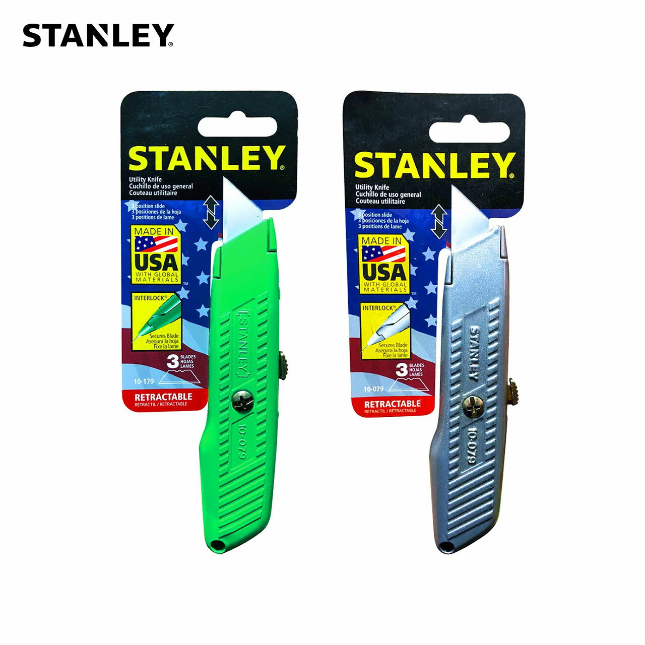 7/1(水) 再入荷 / STANLEY (スタンレー) CUTTER 替刃3枚付き カッターナイフ おしゃれ 安全 ダンボール開封 カッター アメリカ 文房具 日用品 雑貨 事務用品 ステーショナリー グリーン ステーショナリーグッズ 