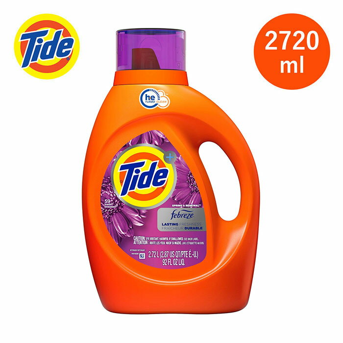 TIDE (タイド) Tide Plus Febreze Freshness HE Liquid Laundry Detergent Spring Renewal 92oz/2720ml 洗濯洗剤 液体 リキッド 本体 全自動洗濯機 ドラム式洗濯機 部屋干し ファブリーズ スプリングリニューアル 消臭 濃縮 無リン アメリカ 【送料無料】【あす楽対応】