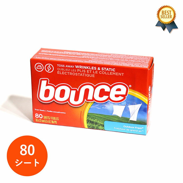 1/13(金) 再入荷！ Bounce (バウンス) Outdoor Fresh Fabric Softener Dryer Sheets 80シート バウンス ドライヤーシート アメリカ 柔軟剤 乾燥機 P&G 柔軟シート 柔軟仕上げ剤 香りシート 【あす楽対応】のサムネイル