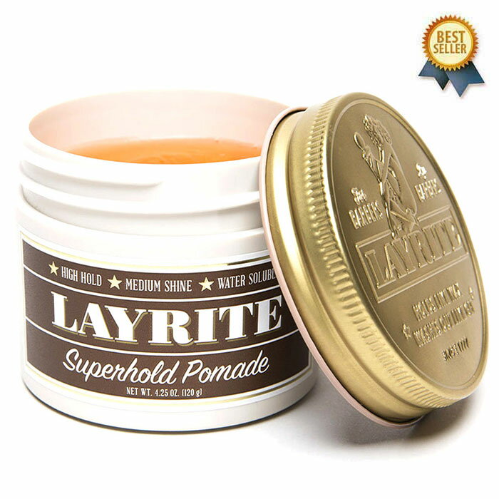 8/11(木) 在庫補充！ LAYRITE (レイライト) SUPERHOLD POMADE 120g レイライトポマード レイライト ポマード 水性 スタイリング剤 ワックス ヘア メンズ 整髪料 スーパーホールド ハード ツヤあり クリームソーダ バニラココナッツ系 海外 アメリカ製 【あす楽対応】