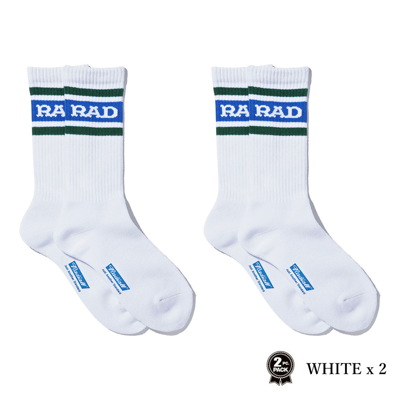 RADIALL (ラディアル) HIGH KICK 2PAC SOX LONG ラディアル ソックス 2足組 男性 メンズ セット ハイソックス ロング 靴下 ストリート ブランド 夏 ライン ロゴ 綿 厚手 丈夫 日本製 黒 白 赤 ホワイト ブラック 父の日ギフト 【メール便 / 送料220円】【あす楽対応】