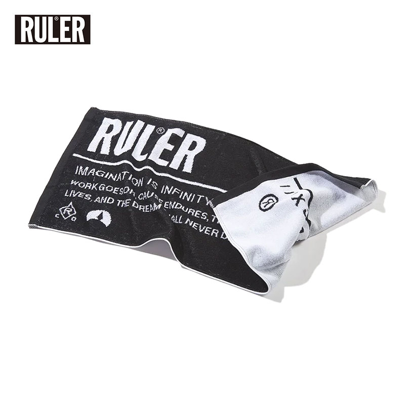 おしゃれなブランドタオル RULER (ルーラー) I.D. JACQUARD TOWEL タオル 今治 フェイスタオル 厚手 フェイス 運動 首巻き 国産 日本製 綿100 ブラック ブランド 高級 ギフト ギフト今治 プレゼント 男性 たおる taoru 34×80 【メール便 / 送料無料】