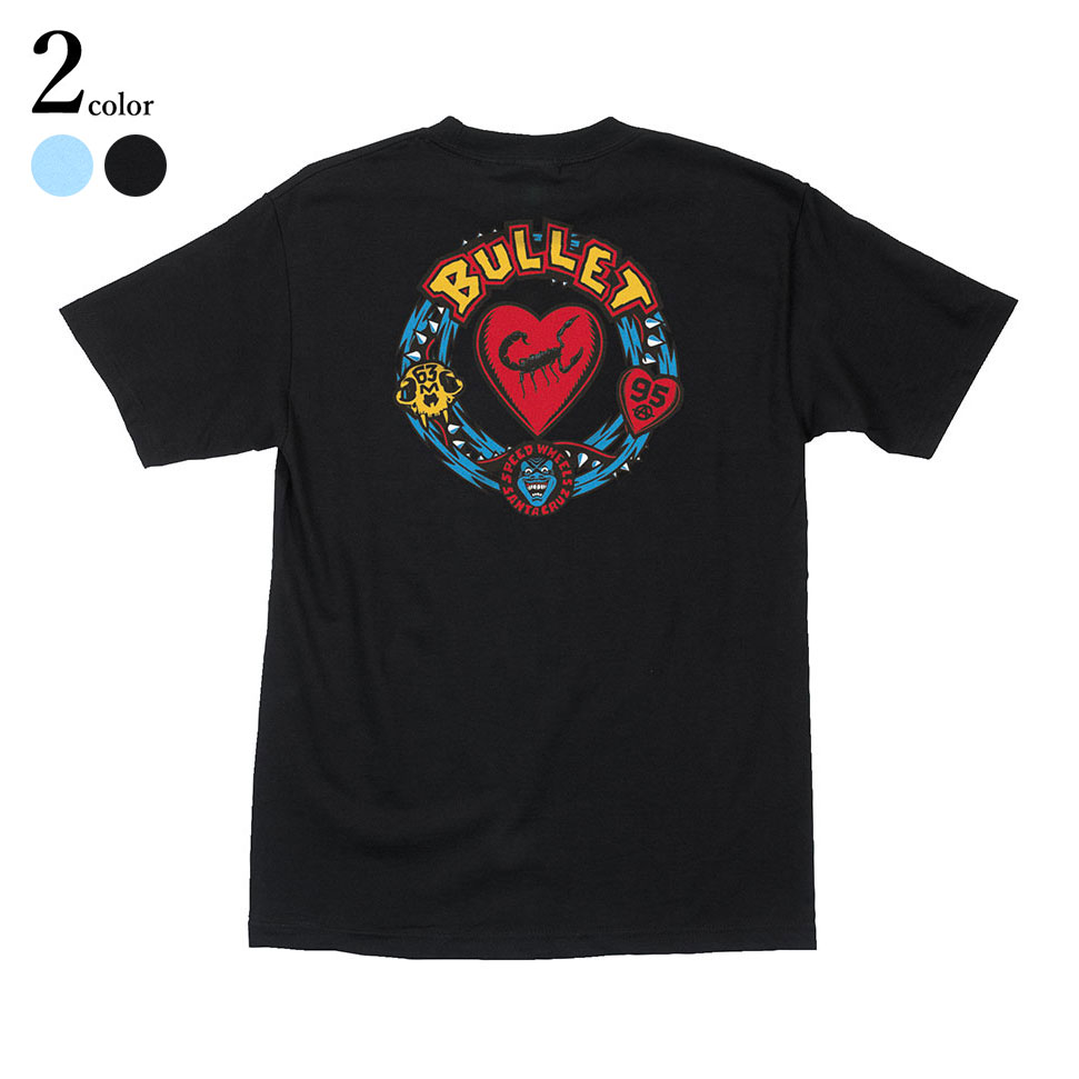 Santa Cruz (サンタクルーズ) Bullet Poison Heart S/S T-Shirt スケボー Tシャツ メンズ 半袖 黒 水色 バックプリント サンタクルズ M L XL 【あす楽対応】