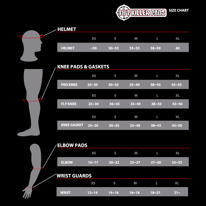 187 Pads Size Chart