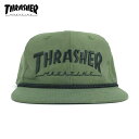 スラッシャー 【正規輸入品】 THRASHER (スラッシャー) Thrasher Rope Snapback スラッシャー スナップバック キャップ メンズ ブランド スケボー 帽子 調整可能 春夏 秋冬 平つば オリーブ 浅め 帽子 US アメリカ企画 即日発送 【送料無料】【あす楽対応】