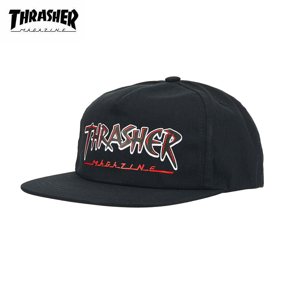 乐天商城 - 【正規輸入品】 THRASHER (スラッシャー) Slash Snapback スラッシャー キャップ スケボー ブランド スケートボード スナップバックキャップ スナップバック 平つば フラットバイザー ブラック 黒 ロゴ スラッシャーキャップ 【送料無料】