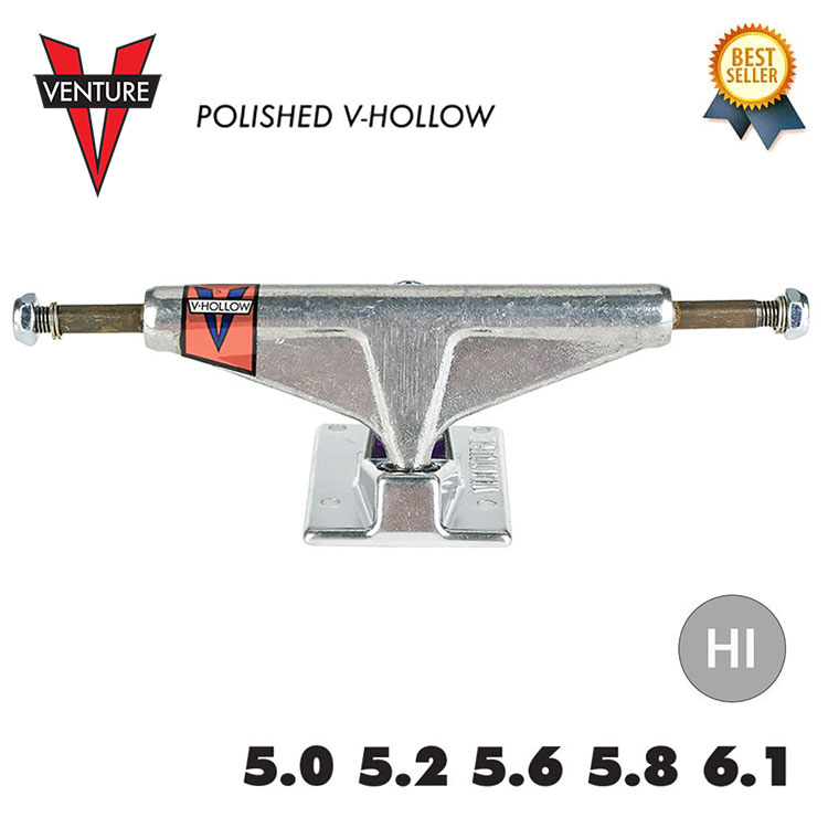 2/7(水) 5.2 ハイ 再入荷 /  VENTURE TRUCKS (ベンチャー) V-HOLLOW ALL POLISHED HI 5.0 5.2 5.6 5.8 6.1 スケートボード スケボー トラック ハイ ホロー 軽量 シルバー 2個1セット 