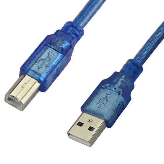 相性保証付 NO:D-C-31 【メール便送料無料】 USBケーブル USB2.0ケーブル A-Bタイプ フェライトコア付 1.5m 透明ブルー qq