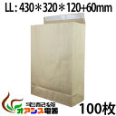 宅配袋 100枚入 【LLサイズ】 (430*320*120) (約120g/) 梱包 袋 テープ付き 角底袋 紙袋 梱包用 業務用 クラフト 郵便袋ラッピング...