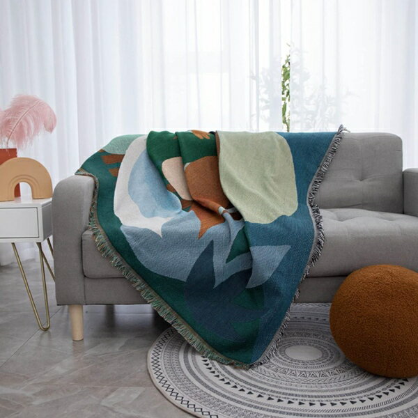 北欧 マルチカバー 両面使える フリンジ付き 180×340CM 大判 長方形 ソファ ソファカバー 1人掛け 2人掛け 3人掛け おしゃれ キズ防止 犬猫対策 毛布 ペットカバー 保護カバー オールシーズン 水洗い