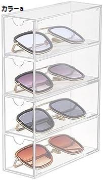 楽天OS STOREメガネ収納ボックス 4引き出し、防塵性と耐摩耗性 4層の透明プラスチックメガネケースを重ね合わせることができます、眼鏡収納オーガナイザーボックス自宅、眼鏡店、スーパーマーケットでのサングラス、眼鏡、化粧品、化粧ブラシ、文房具の保管に適しています