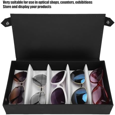 5グリッドメガネ収納ボックス サングラスディスプレイケース 眼鏡収納ボックス 旅行ジュエリーオーガナイザーボックス 男女兼用, ブラック, 17*6cm