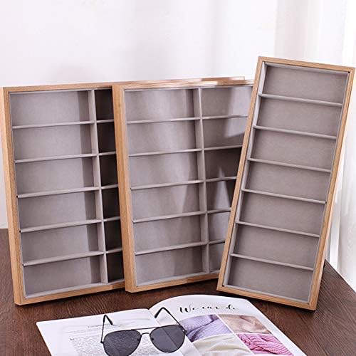 現代 7/12/18 グリッド眼鏡収納木製フランネルサングラス眼鏡収納ケースディスプレイスタンドホルダーケースワードローブオーガナイザーボックス