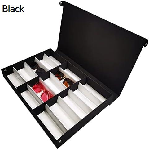 サングラス収納ケース ブラックポリエステル布グリッド光サングラスディスプレイボックスジュエリー収納ボックス15支払う 収納整理 眼鏡ケース