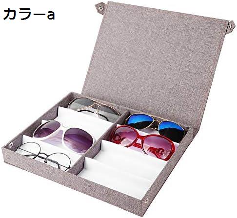 8スロット サングラスディスプレイケース 複数の眼鏡用 ボタン付きサングラスオーガナイザー 眼鏡コレ..