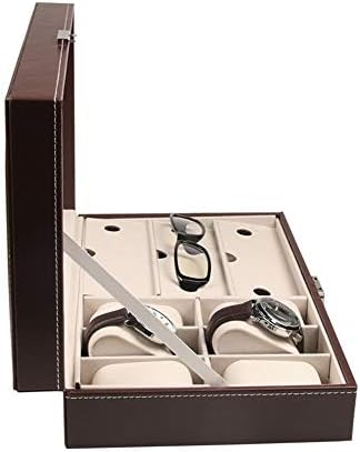 眼鏡の収納ボックス PUメガネディスプレイボックスメガネケースウォッチボックスメガネケースウォッチ収納ボックス 収納 保管 (色 : 褐色, Size : 33cmx20cmx8cm)