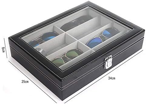 眼鏡の収納ボックス 8層レザーサングラス収納ボックス 収納 保管 (色 : Black, Size : 34cmx8cmx25cm)