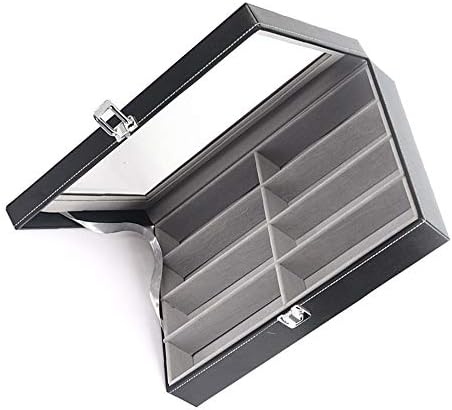 眼鏡の収納ボックス 8層レザーサングラス収納ボックス 収納 保管 (色 : Black, Size : 34cmx8cmx25cm)