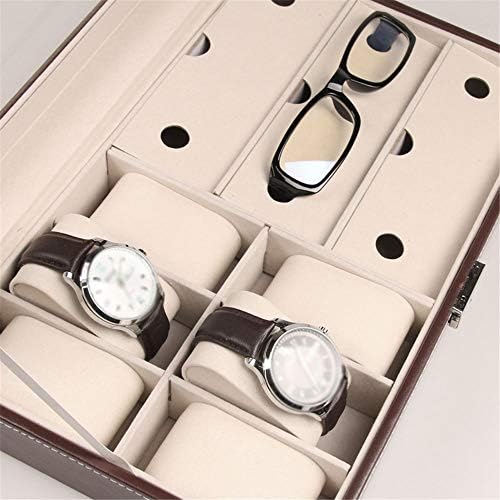 眼鏡収納ボックス PUメガネディスプレイボックスメガネケースウォッチボックスメガネケースウォッチ収納ボックス 眼鏡眼鏡用 (色 : 褐色, Size : 33cmx20cmx8cm)