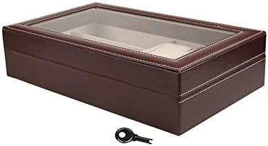 眼鏡収納ボックス PUメガネディスプレイボックスメガネケースウォッチボックスメガネケースウォッチ収納ボックス 眼鏡眼鏡用 (色 : 褐色, Size : 33cmx20cmx8cm)