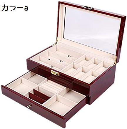 腕時計収納ケース 木製 メガネ 時計ケース 二段階 コレクションケース レッド ジュエリーケース