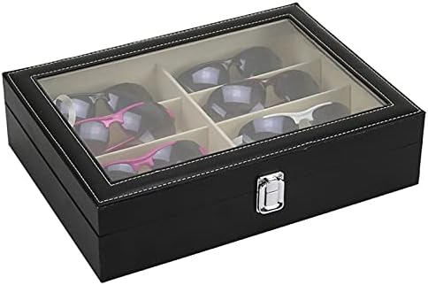 使いやすいジュエリー収納ボックス 1 PC 8スロット木製PUレザーブラックサングラスメガネ眼鏡収納ボックスオーガナイザーコレクターディスプレイケース