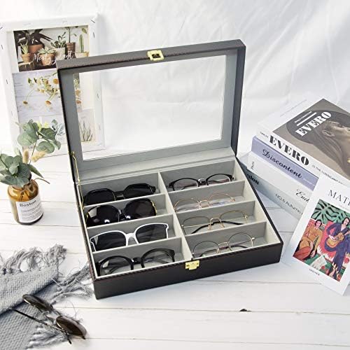 8スロット メガネオーガナイザー ホルダーボックス レザーサングラスコレクション 眼鏡収納 ディスプレイケース