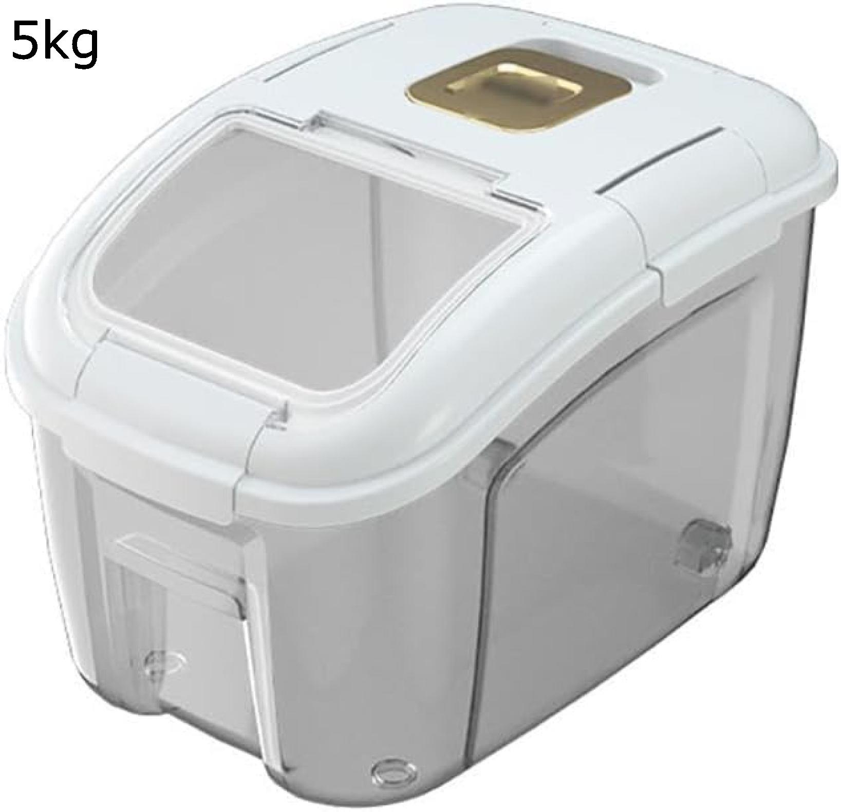 ライスディスペンサー 穀物ディスペンサー シリアルディスペンサー 米バケツ ドライフード保存容器 密封米バケツビン 5kg シリアル 米、豆用 計量カップ付き 大粒ディスペンサー ホワイト 31*21.5*21cm