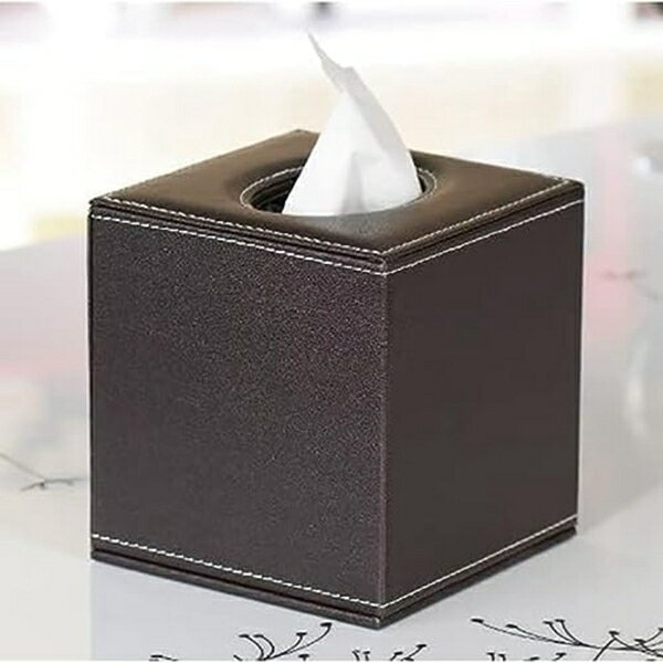 正方形 キューブ ティッシュペーパーホルダーボックス カバーケース モダンなPUレザー 家庭用 オフィス 創造的なナプキンホルダー ホーム ホテルカーデコレーション ブラック 質感 [3]