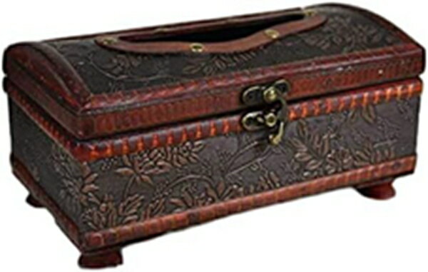 ティッシュボックス ティッシュホルダー 21 * 12 * 11センチメートル エレガント 細工がされた木製 アンティーク手作り 古いティッシュボックス アンティーク ティッシュケース レトロ [3]