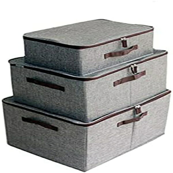 OS STOREの収納ボックス 収納ケース 大容量 衣類 防塵 無臭 おもちゃ 取っ手付き S*2 小物入れ 雑貨整理 分類収納 グレー タオル ぬいぐるみ 内側が拭ける スペース活用 折りたためる 積み重ねでき クローゼット 押入れ 衣装ケース｜アングル2