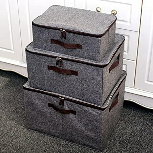 OS STOREの収納ボックス 収納ケース 大容量 衣類 防塵 無臭 おもちゃ 取っ手付き S*2 小物入れ 雑貨整理 分類収納 グレー タオル ぬいぐるみ 内側が拭ける スペース活用 折りたためる 積み重ねでき クローゼット 押入れ 衣装ケース｜アングル3