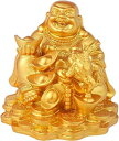 布袋様 置物 ゴールド 七福神 布袋 オブジェ 弥勒菩薩 神様 仏像 招財 開運 金運アップ 厄除け 風水グッズ 玄関 インテリア お守り (布袋様+ 古銭)(3)