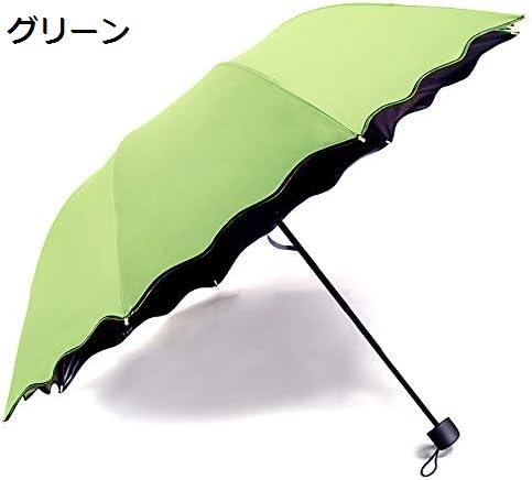 水に濡れると柄が出る 傘 晴雨兼用傘 レディース 日傘 雨に濡れると桜柄が浮き出る傘 浮き桜 雨傘 折りたたみ傘 きれいめ グリーン