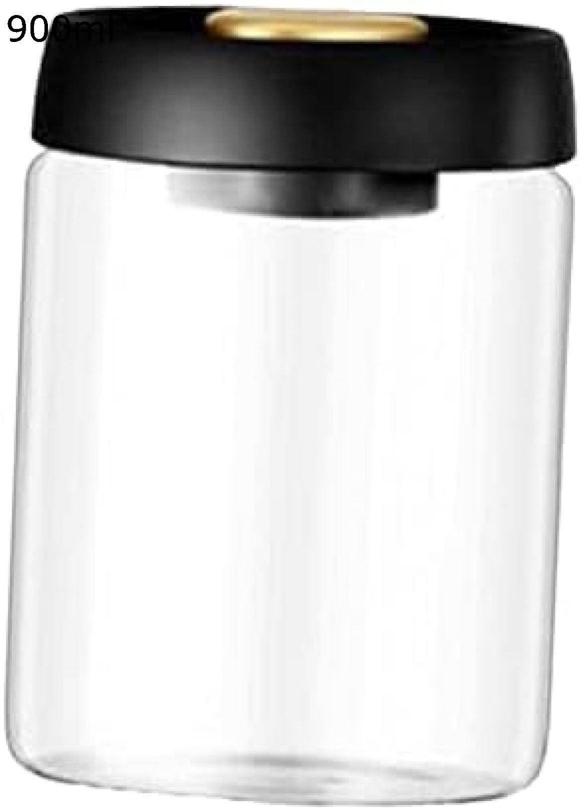 真空食品保存キャニスター 気密ガラスジャー コーヒーキャニスター 食品保存容器ジャー 積み重ね可能 広口 900ml