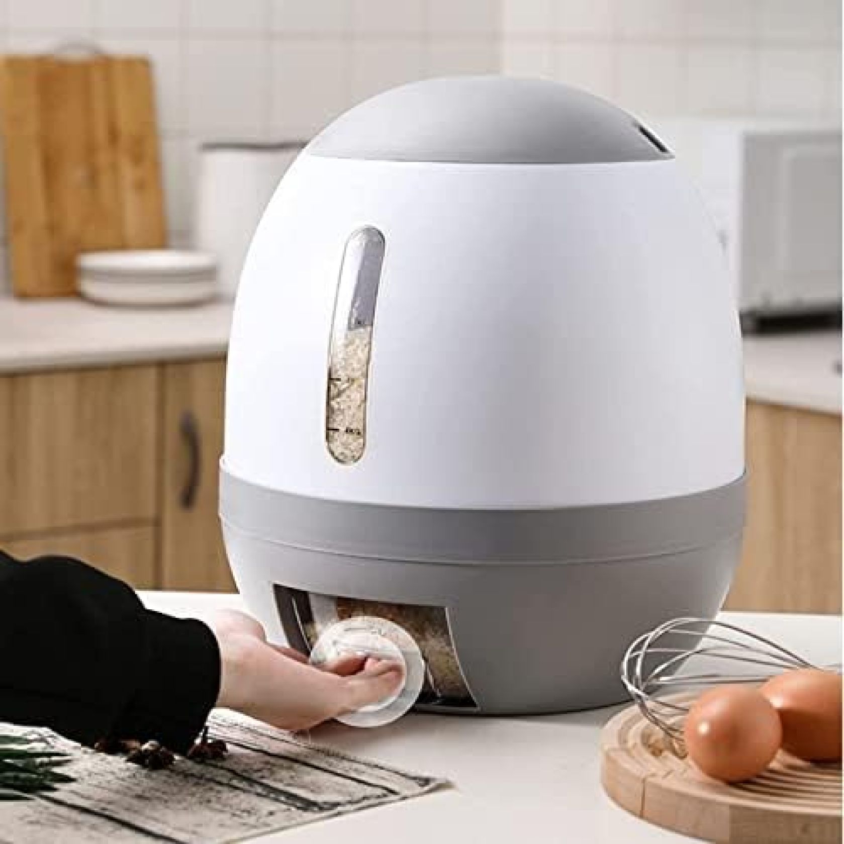 計量米びつ 10kg 保存容器 大容量 虫除け ワンタッチ 密閉性 防湿 保存容器 キッチン収納 洗える 防虫 米入れ 米びつ おしゃれ 鮮度保ち 洗いやすい グレー