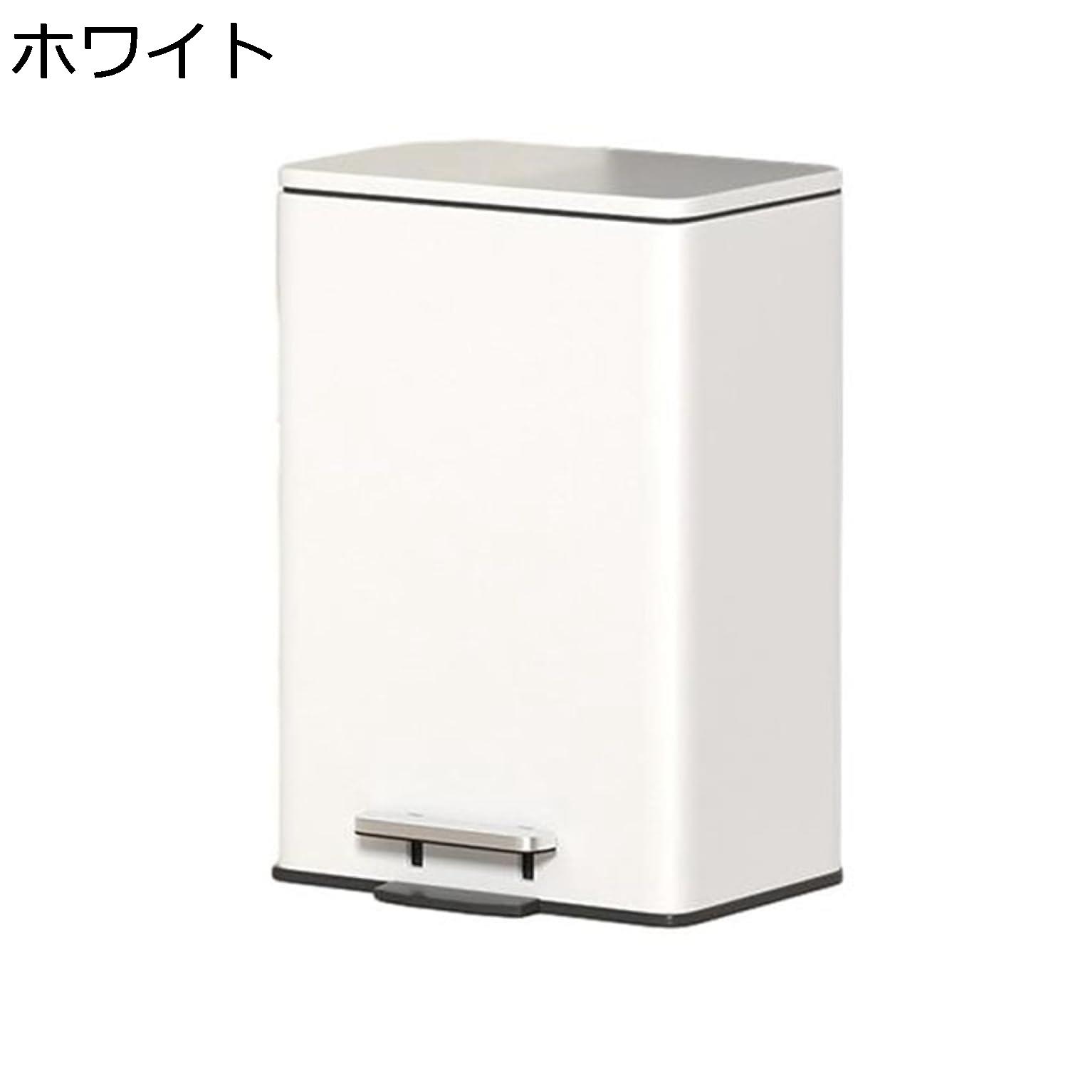ゴミ箱 ふた付き 12L ダストボックス 角型 ペダル式 ごみ箱 スリム おしゃれ 抗菌 消臭 密閉 音無し キッチン 部屋 リビングルーム トイレ 浴室 オフィス用 スチール ホワイト