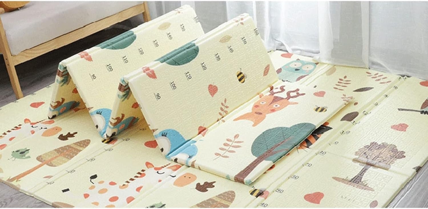 ベビーマット 1.5*200*1.5cm キッズ用プレイマット 折りたたみ 子供 遊びな 学べる 楽しい 可愛い ジョイントマット薄手 厚手 出産祝い ルームマット フロアマット 清掃簡単 おしゃれ 両面パターン 自宅＆外遊び 遊べる お昼寝マット プレゼント