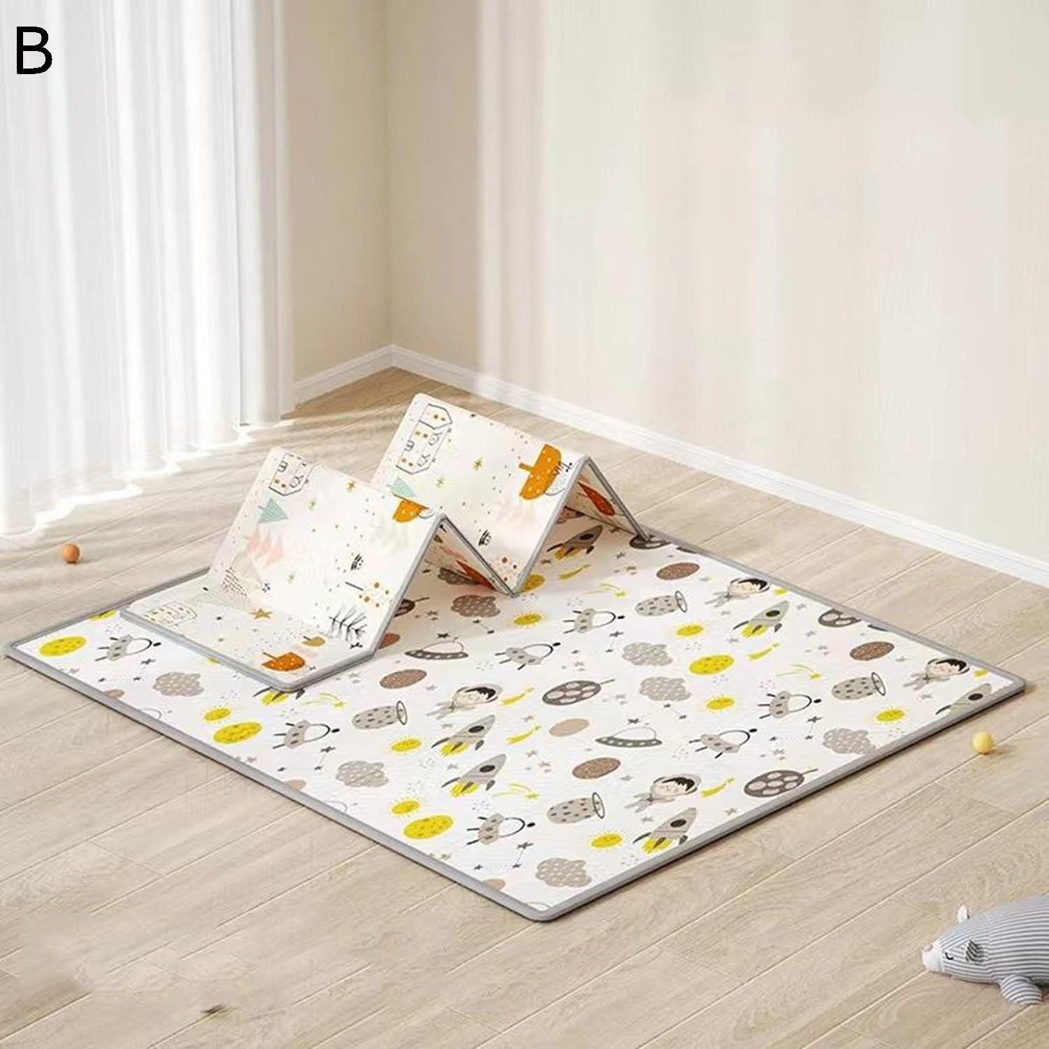 プレイマット 196*177*2cm キッズ用プレイマット おしゃれ 動物 収納 折り畳み式 可愛い 両面パターン 薄手 赤ちゃん 遊び 学べる 安全素材 転倒防止 清掃簡単 出産祝い ルームマット フロアマット 自宅＆外遊び 遊べる お昼寝マット プレゼント