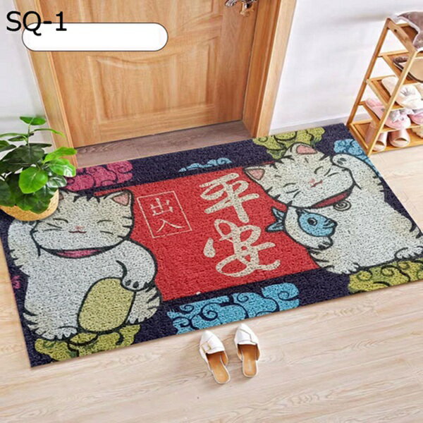 ドアマット 玄関マット 動物柄 0.5畳 大きめ PUココヤシ 泥除け 長方形 招き猫 オシャレ 北欧 切れる すべり止め エレガント 屋外 室内 業務用 店舗 屋外 屋内 玄関 耐磨耗 除臭 吸音 防塵 オールシーズンタイプ オフィス用 保育園 家庭用 業務