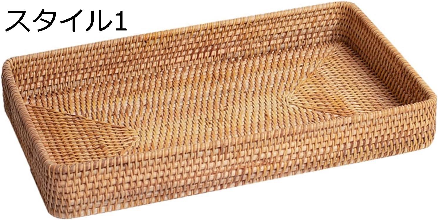 収納かご 藤編み ナチュラル 天然素材 藤バスケット 小物整理 ケース 果物 野菜 雑貨 角形 フルーツバ..