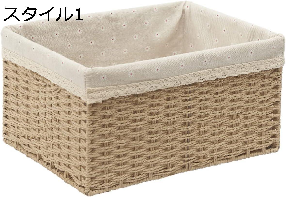 収納ボックス 収納バスケット スタイル2 35*25*18cm 収納かご 卓上収納ケース 浅型 クラッタストレージ..