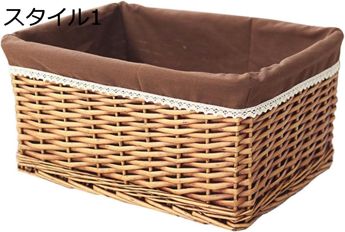 楽天OS STOREカラーボックス対応 収納バスケット 浅型 かご レース内布 ギンガムチェック柄 ランドリーバッグ コンパクト キッチン XL*1 洗面所 スタイル1 化粧台 収納バスケット 雑貨 小物 果物 お菓子 天然素材 かご バスケット 収納かごAAAAAA
