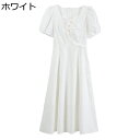 ワンピース レディース 夏 半袖 ドレス S~XL スクエアネック Aライン かわいい デート 着痩せ ファッション カジュアル ゆったり きれいめ サマードレス リゾートワンピース