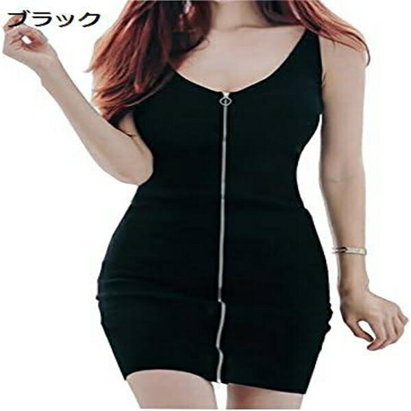 レディース ノースリーブ スリム ワンピース ファスナー ミニ スカート ドレス