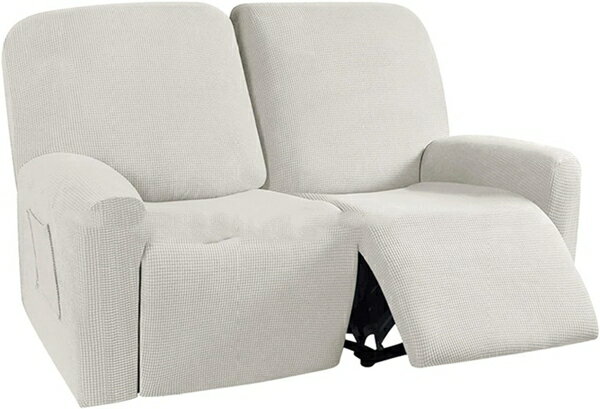 3人掛け ストレッチリクライニングチェアソファカバー 8-個 ジャカード リクライニングチェアソファカバー 厚くする スパンデックス ソファーカバー アイボリー...